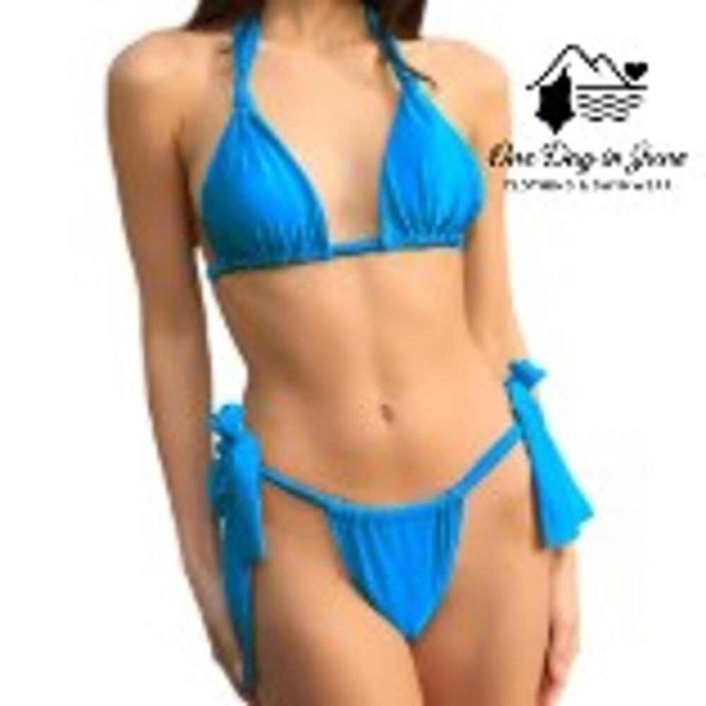 Charmleaks Cheeky Halter Tie Back Bikini Swimsuit Size M